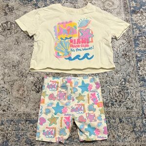 Primark Kids' Cream and Blue Graphic Set Size 3-4 years